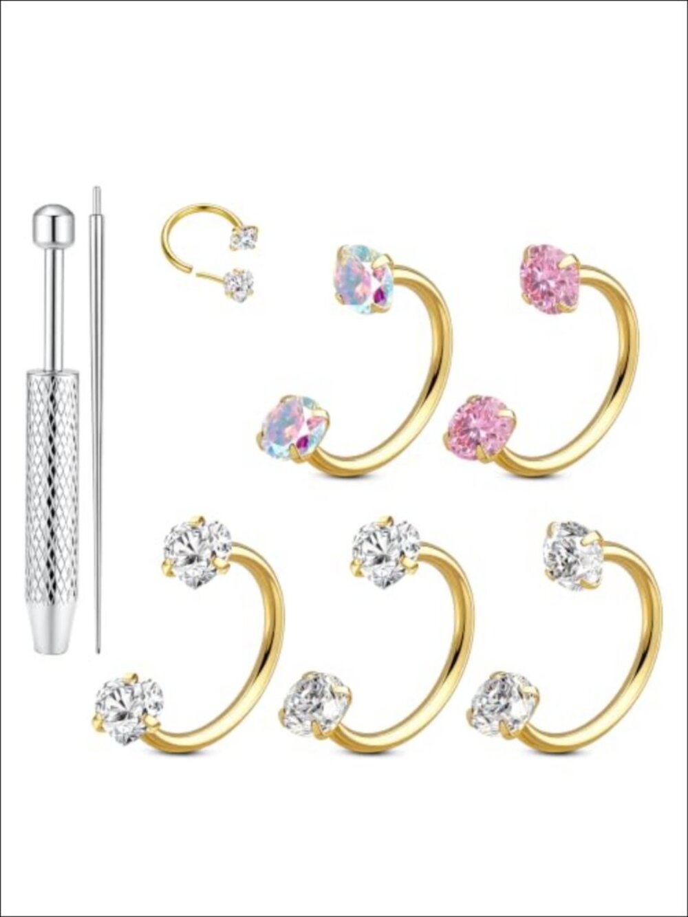 5Pcs Threadless Septum Ring Horseshoe Nose Rings Surgical Steel 20G